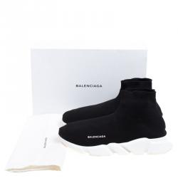 Pre Owned Balenciaga Black Knit Fabric Speed Trainer Sneakers Size 46