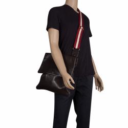 Pre Owned Bally Dark Brown Leather Messenger Flap Bag