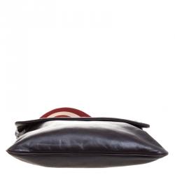 Pre Owned Bally Dark Brown Leather Messenger Flap Bag
