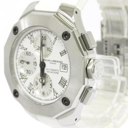 Pre Owned Baume & Mercier White Stainless Steel Riviera Men's Wristwatch 43MM