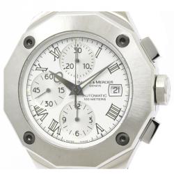 Pre Owned Baume & Mercier White Stainless Steel Riviera Men's Wristwatch 43MM