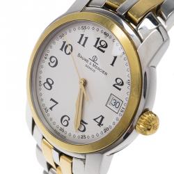 Pre Owned Baume & Mercier White Stainless Steel & 18k Gold MV045215 Men's Wristwatch 37MM