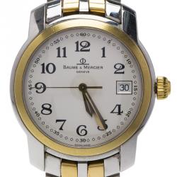 Pre Owned Baume & Mercier White Stainless Steel & 18k Gold MV045215 Men's Wristwatch 37MM
