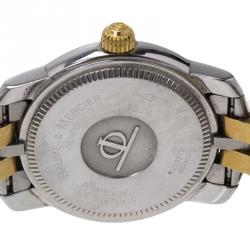 Pre Owned Baume & Mercier White Stainless Steel & 18k Gold MV045215 Men's Wristwatch 37MM
