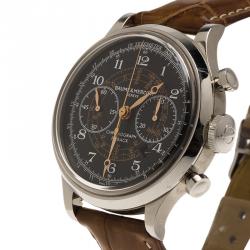 Pre Owned Baume and Mercier Black Stainless Steel Capeland Flyback Chronograph Men's Wristwatch 42MM