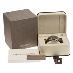 Pre Owned Baume and Mercier Black Stainless Steel Capeland Flyback Chronograph Men's Wristwatch 42MM