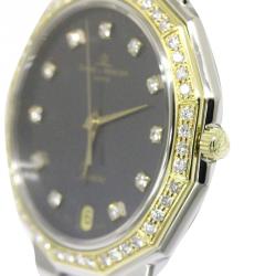 Baume & Mercier Black 18K Yellow Gold and Stainless Steel Diamond Riviera Men's Wristwatch 34MM