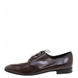 Berluti Two Tone Brown Lambskin Lace Up Oxfords Size 45