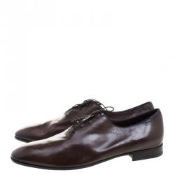 Berluti Two Tone Brown Lambskin Lace Up Oxfords Size 45