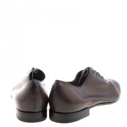Berluti Two Tone Brown Lambskin Lace Up Oxfords Size 45