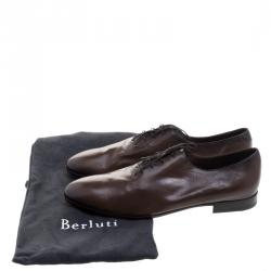 Berluti Two Tone Brown Lambskin Lace Up Oxfords Size 45