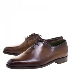 Berluti Brown Leather Alessandro Lace Up Oxfords Size 41