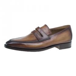 Berluti Brown Leather Andy Penny Loafers Size 41