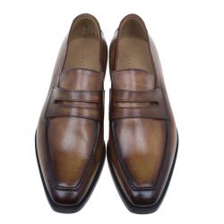 Berluti Brown Leather Andy Penny Loafers Size 41