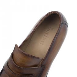 Berluti Brown Leather Andy Penny Loafers Size 41
