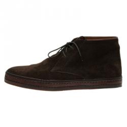 Berluti Brown Suede Lace Up Boots Size 42.5