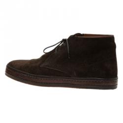 Berluti Brown Suede Lace Up Boots Size 42.5