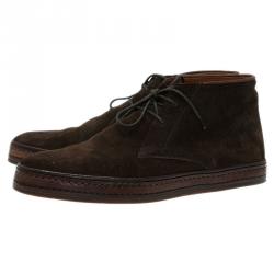 Berluti Brown Suede Lace Up Boots Size 42.5