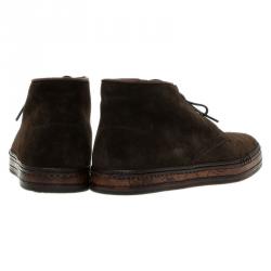 Berluti Brown Suede Lace Up Boots Size 42.5