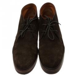 Berluti Brown Suede Lace Up Boots Size 42.5