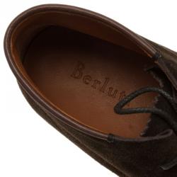 Berluti Brown Suede Lace Up Boots Size 42.5