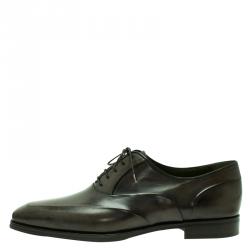 Berluti Green Leather Lace Up Oxford Size 43.5