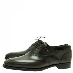 Berluti Green Leather Lace Up Oxford Size 43.5
