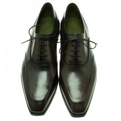 Berluti Green Leather Lace Up Oxford Size 43.5
