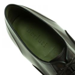 Berluti Green Leather Lace Up Oxford Size 43.5