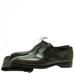 Berluti Green Leather Lace Up Oxford Size 43.5