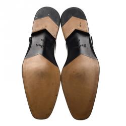 Berluti Black Leather Brogue Monk Shoes Size 44.5