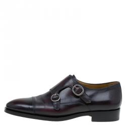 Pre Owned Berluti Burgundy Shaded Leather Monk Strap Shoes Size 43