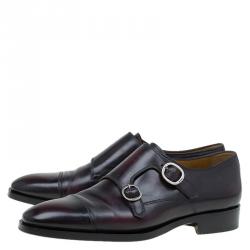 Pre Owned Berluti Burgundy Shaded Leather Monk Strap Shoes Size 43