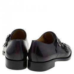 Pre Owned Berluti Burgundy Shaded Leather Monk Strap Shoes Size 43