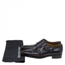 Pre Owned Berluti Burgundy Shaded Leather Monk Strap Shoes Size 43