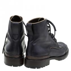 Pre Owned Berluti Black Leather Combat Boots Size 43