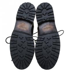 Pre Owned Berluti Black Leather Combat Boots Size 43