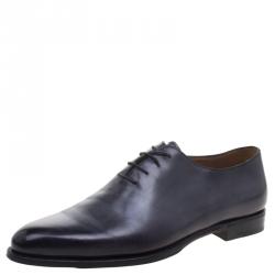 Pre Owned Berluti Grey Leather Lace Up Oxfords Size 44