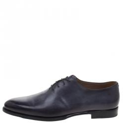 Pre Owned Berluti Grey Leather Lace Up Oxfords Size 44