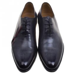 Pre Owned Berluti Grey Leather Lace Up Oxfords Size 44