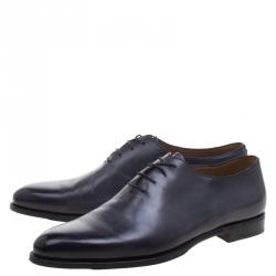 Pre Owned Berluti Grey Leather Lace Up Oxfords Size 44