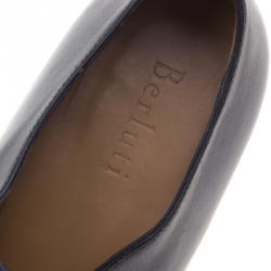 Pre Owned Berluti Grey Leather Lace Up Oxfords Size 44