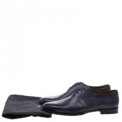 Pre Owned Berluti Grey Leather Lace Up Oxfords Size 44