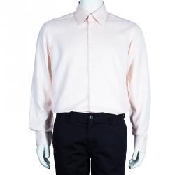 Pre Owned Boss By Hugo Boss Men's Pink Fitted Shirt L