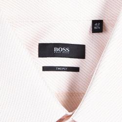 Pre Owned Boss By Hugo Boss Men's Pink Fitted Shirt L