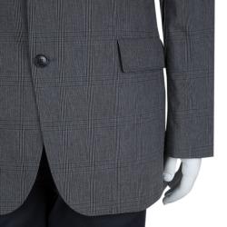 Pre Owned Boss By Hugo Boss Grey Plaid Regular Fit Blazer S