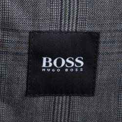 Pre Owned Boss By Hugo Boss Grey Plaid Regular Fit Blazer S