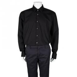 Pre Owned Boss By Hugo Boss Black Cotton Regular Fit Long Sleeve Button Front Shirt 4XL