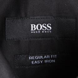 Pre Owned Boss By Hugo Boss Black Cotton Regular Fit Long Sleeve Button Front Shirt 4XL