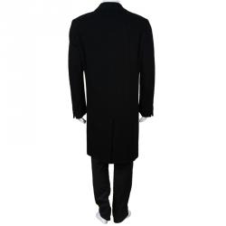 Pre Owned Boss By Hugo Boss Men's Black Daniels Cashmere Wool Long Coat L